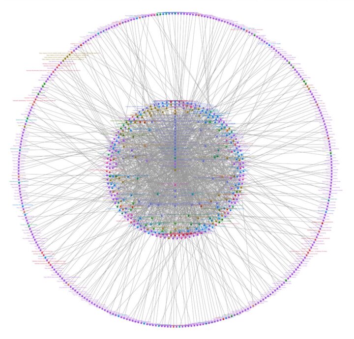 An entity relation model (diagram) of the structured data markup describing the entire web page. The rendering of which resembles an eye.